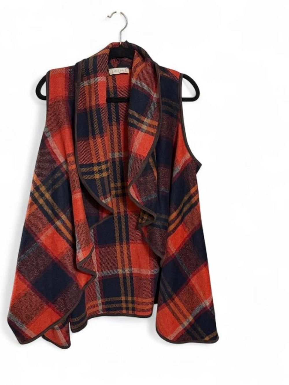 Altar’d State Red Plaid Vest Open Front Women’s Size M